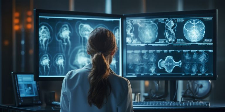 boala neurologica, medic neurolog care analizeaza imagini ale creirului pentru diagnosticul precis al unei boli neurogice | Neuroaxis