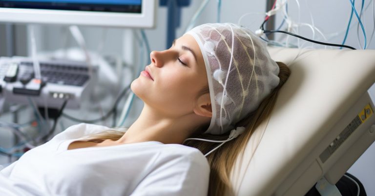 pacient cu epilepsie in timpul unui examen eeg